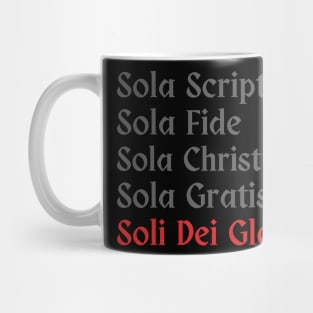 Five Solas in dark gray text Mug